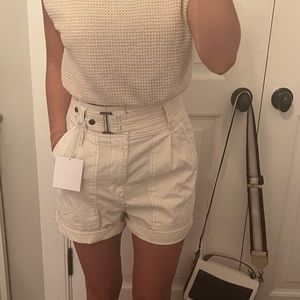 Pistola paper bag shorts in cream color